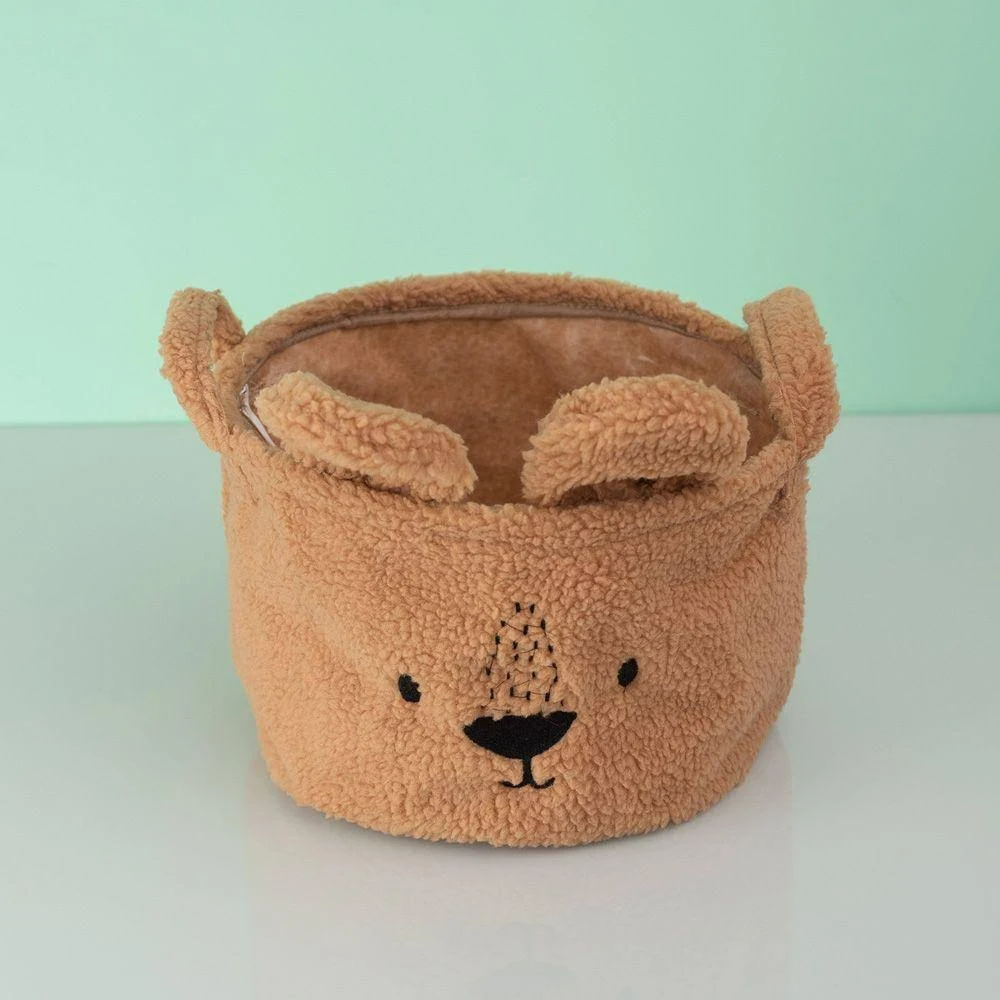 Cesto Redondo 30cm Com Alças Urso de Pelúcia